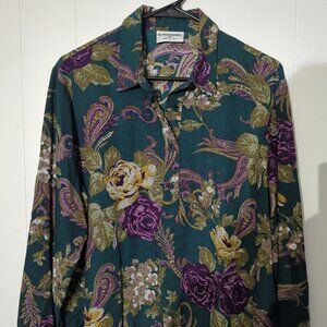 Alfred Dunner Vintage Floral and Paisley Pattern Women's Blouse - Size 16